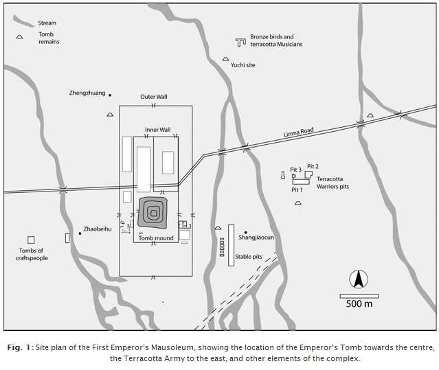 The Qin Emperor's Mausoleum Complex is laid out on a large scale