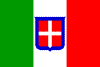 Flag of Italy in 1848 with superimposed emblem of the House of Savoy