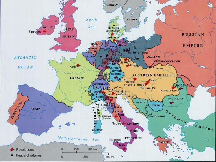 Map Of Europe 1850