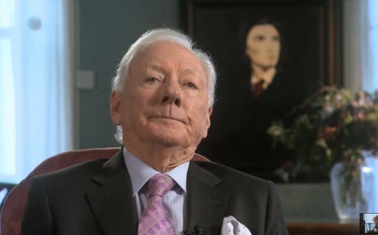 Gay Byrne at one point during the Irish TV interview