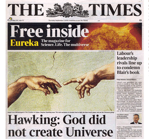 Picture of the headline section of 'The Times' front page