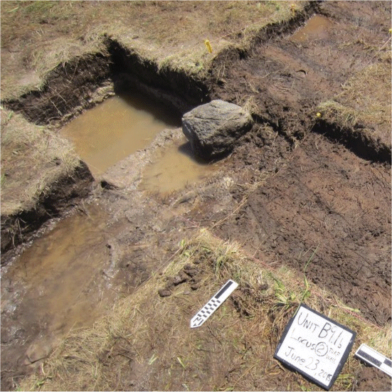 closer view of the iron processing hearth showing it was lined with stones